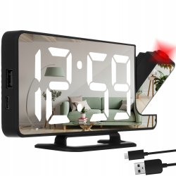 Izoxis 19576 Zrcadlové hodiny s projektorem černé