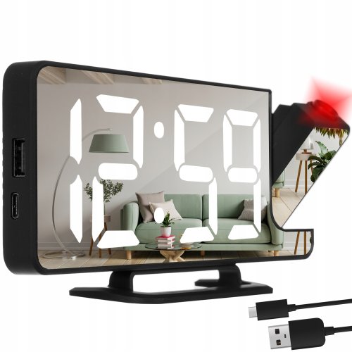 Izoxis 19576 Zrcadlové hodiny s projektorem černé