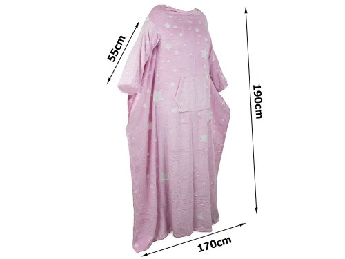 Verk 24307 Fleecová deka s rukávy hvězdy svítící růžová
