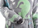Verk 24305 Svietiaca plyšová mikina s kapucňou dinosaurus - pre deti šedá