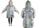 Verk 24305 Svítící plyšová mikina s kapucí dinosaurus - pro děti šedá