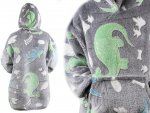 Verk 24305 Svítící plyšová mikina s kapucí dinosaurus - pro děti šedá