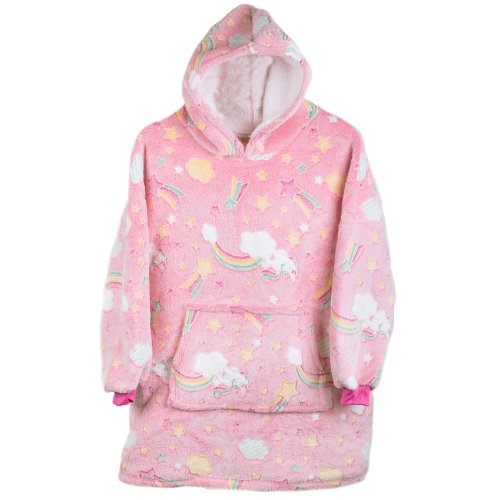 Verk 24305 Svietiaca plyšová mikina s kapucňou obloha - pre deti ružová
