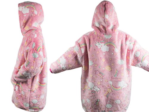 Verk 24305 Svietiaca plyšová mikina s kapucňou obloha - pre deti ružová