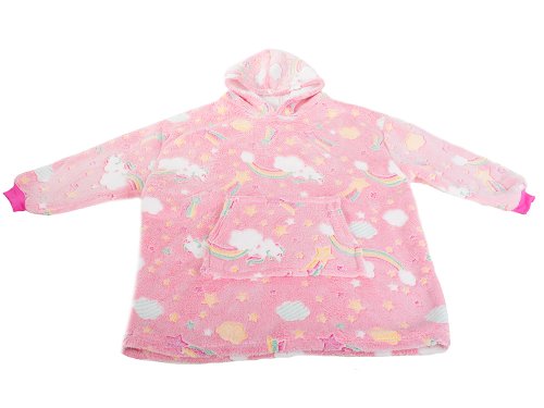 Verk 24305 Svietiaca plyšová mikina s kapucňou obloha - pre deti ružová