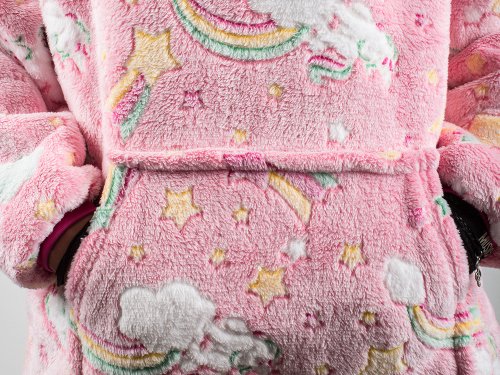 Verk 24305 Svietiaca plyšová mikina s kapucňou obloha - pre deti ružová