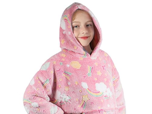 Verk 24305 Svietiaca plyšová mikina s kapucňou obloha - pre deti ružová