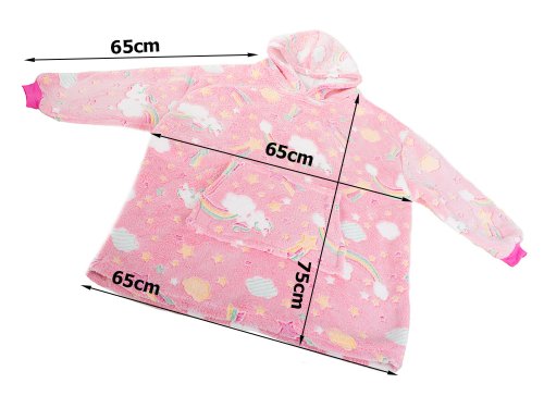 Verk 24305 Svietiaca plyšová mikina s kapucňou obloha - pre deti ružová