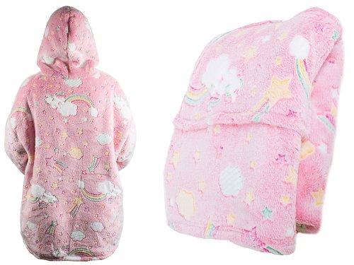 Verk 24305 Svietiaca plyšová mikina s kapucňou obloha - pre deti ružová
