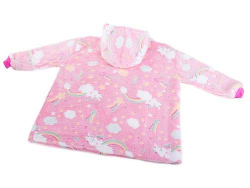 Verk 24305 Svietiaca plyšová mikina s kapucňou obloha - pre deti ružová