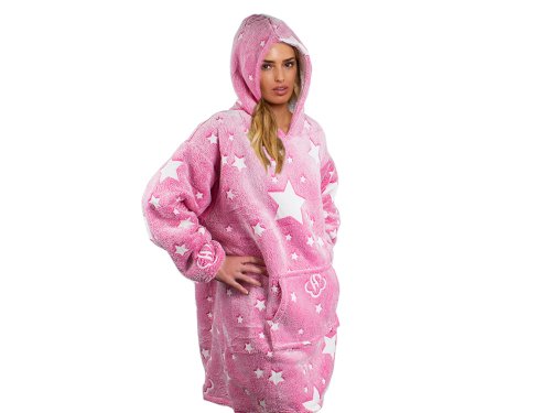 Verk Televízna mikina s kapucňou XXL svietiaca hviezdy ružová