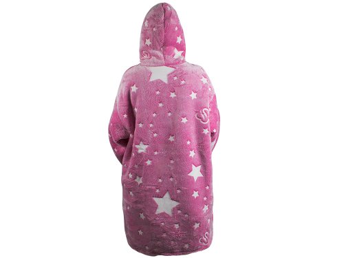Verk Televízna mikina s kapucňou XXL svietiaca hviezdy ružová