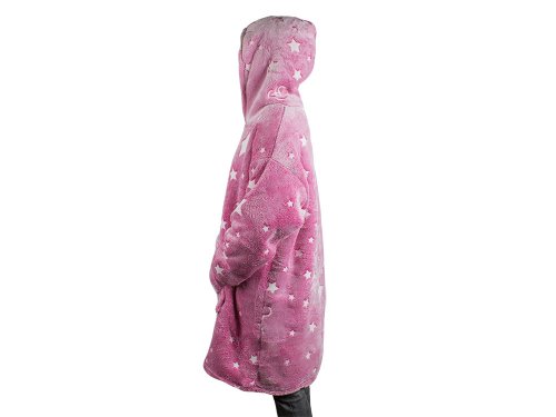 Verk Televízna mikina s kapucňou XXL svietiaca hviezdy ružová