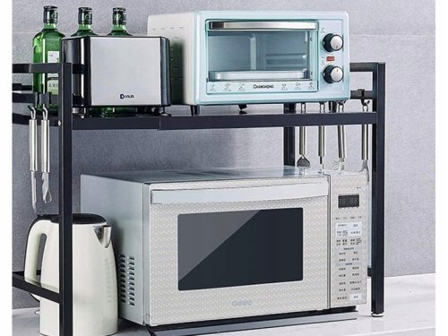 Verk 24259 Nastaviteľný kuchynský stojan na mikrovlnku čierny