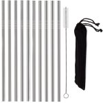 Verk 01443 Nerezová brčka 10 ks rovná + 1x kartáček na čištění 