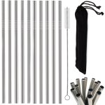 Verk 01443 Nerezová brčka 10 ks rovná + 1x kartáček na čištění 