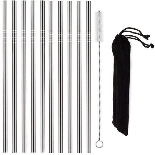 Verk 01443 Nerezová brčka 10 ks rovná + 1x kartáček na čištění 