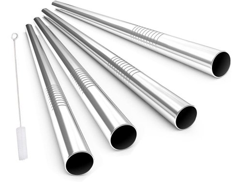 Verk 01443 Nerezová brčka 10 ks rovná + 1x kartáček na čištění 