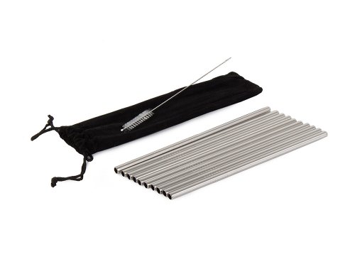 Verk 01443 Nerezová brčka 10 ks rovná + 1x kartáček na čištění 