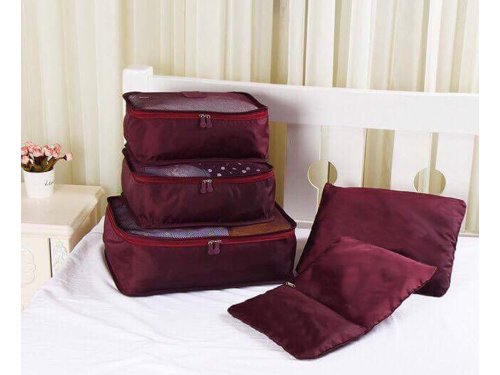 Verk 01500 Sada cestovních organizérů do kufru 6 ks vínová