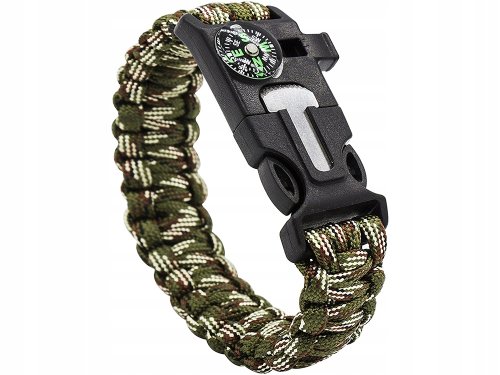 Verk 14372 Náramok prežitia Paracord 5 v 1 maskáč