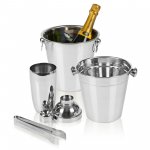 Excellent Houseware Barmanský set: nádoba na alkohol, kbelík na led, kleště, šejkr