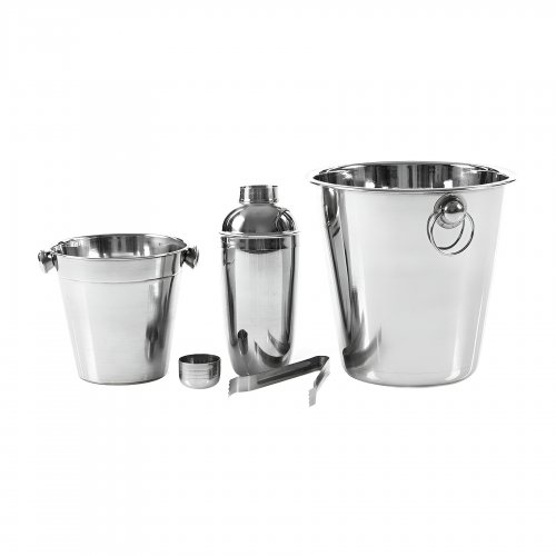 Excellent Houseware Barmanský set: nádoba na alkohol, kbelík na led, kleště, šejkr