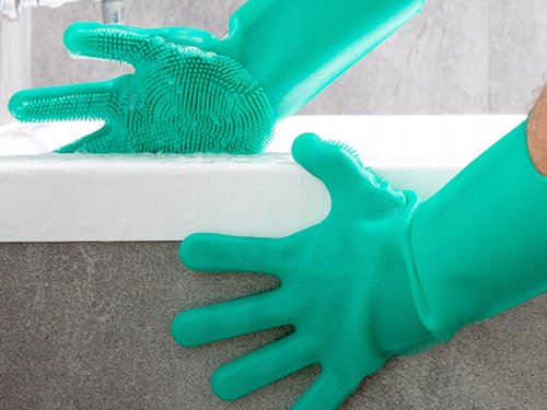 Verk 01606 Silikonové mycí rukavice na nádobí fialové 2 ks 