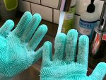 Verk 01606 Silikonové mycí rukavice na nádobí světle růžové 2 ks 