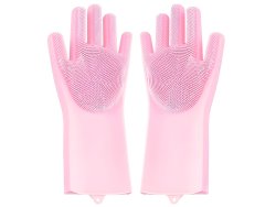 Verk 01606 Silikonové mycí rukavice na nádobí světle růžové 2 ks 