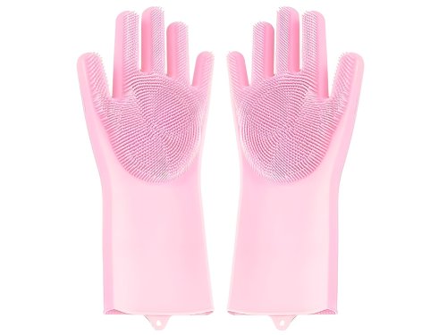 Verk 01606 Silikonové mycí rukavice na nádobí světle růžové 2 ks