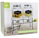 Excellent Houseware sklenené nádoby na nápoje s kohútikom a stojanom 2 x 4 l