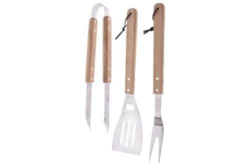 ProGarden Grilovacie náradie sada 3 ks VAGGAN BBQ drevo, nerez