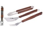 ProGarden Grilovací nářadí sada 3 ks VAGGAN BBQ, tmavé dřevo, nerez