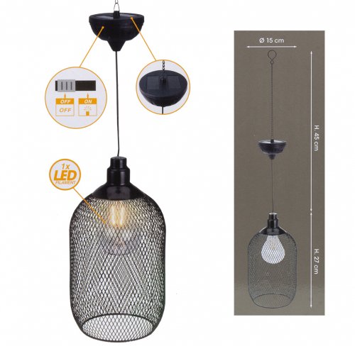 ProGarden Svítidlo solární závěsné s LED žárovkou 27 x 15 cm