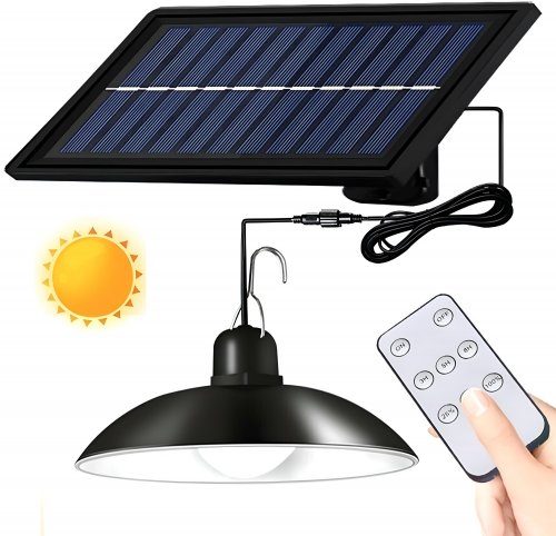 Pronett XJ4623 Solárna závesná LED lampa na záhradu s diaľkovým ovládaním, IP44, čierna
