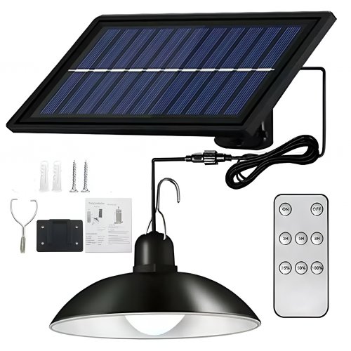 Pronett XJ4623 Solárna závesná LED lampa na záhradu s diaľkovým ovládaním, IP44, čierna