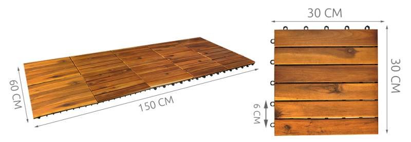Malatec 5100 Dřevěné dlaždice 30 x 30 cm 10 ks
