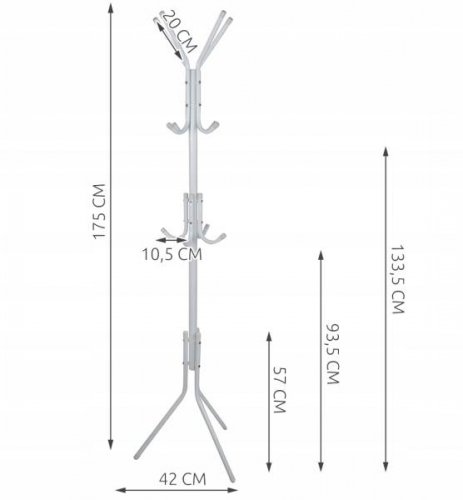 Ruhhy 5342 Stojanový věšák 175 x 42 cm bílý