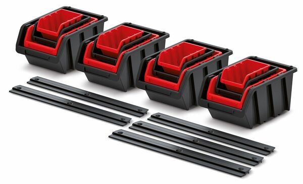 Sada boxů SETTRUCK s lištou na zeď 580x230x130 (16 boxů+5 lišt)