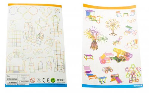 KIK KX7504 Stavebnice kreativní - stavění ze slámek 170 dílků