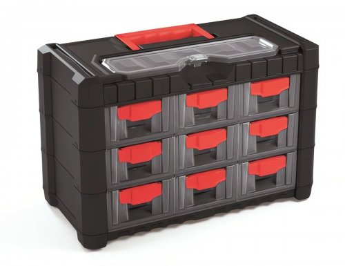 Plastový organizér závesný MULTICASE CARGO 400x200x260 červené úchyty