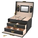 Beautylushh 6348 Šperkovnice se zrcadlem na klíč černá