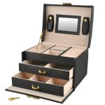 Beautylushh 6348 Šperkovnice se zrcadlem na klíč černá