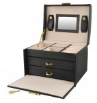 Beautylushh 6348 Šperkovnice se zrcadlem na klíč černá