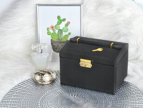 Beautylushh 6348 Šperkovnica so zrkadlom na kľúč čierna