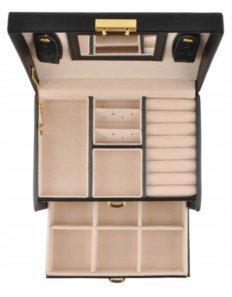 Beautylushh 6348 Šperkovnica so zrkadlom na kľúč čierna