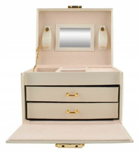 Beautylushh 6347 Šperkovnice se zrcadlem na klíč béžová