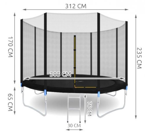 Malatec 5560 Trampolína 305 cm + vnější ochranná síť + žebřík