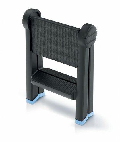 Schůdky TITAN LADDER černý s modrými prvky 47,0x43,5x63,0cm